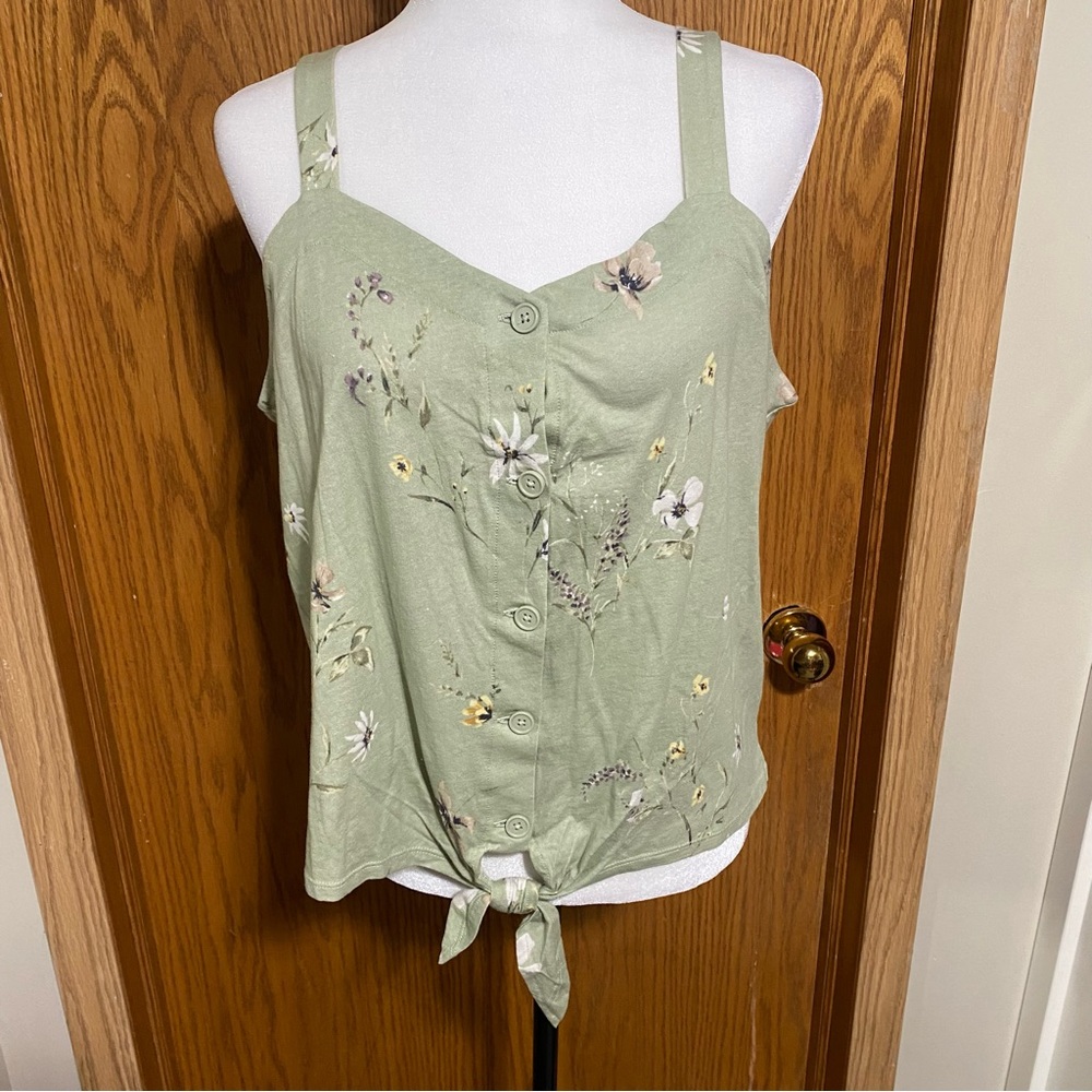 Floral Green Button-Down Women's Top